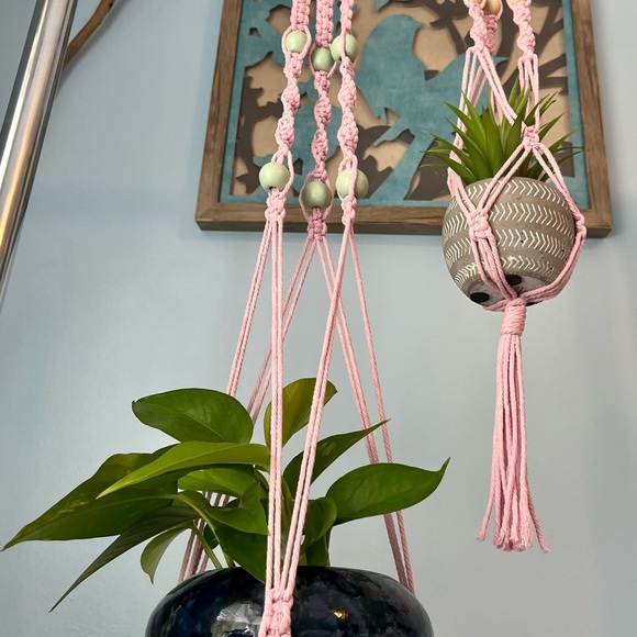 Pink Macrame Plant Hangers - Picture 5 of 7